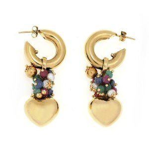 13ct Ruby Emerald Sapphire Pearls 18k Gold Hearts